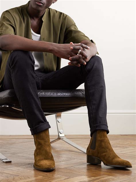 ysl mens suede boots tan|ysl boots for men.